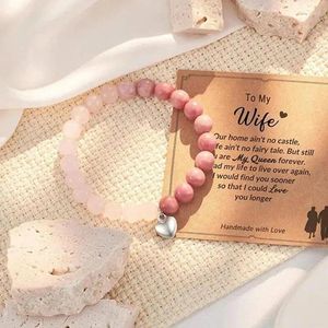 Bangle 8mm natuursteenarmbanden voor vrouwelijke mannen Boheemse liefde hart hanger handgemaakt kralen paar armband vakantiegeschenken