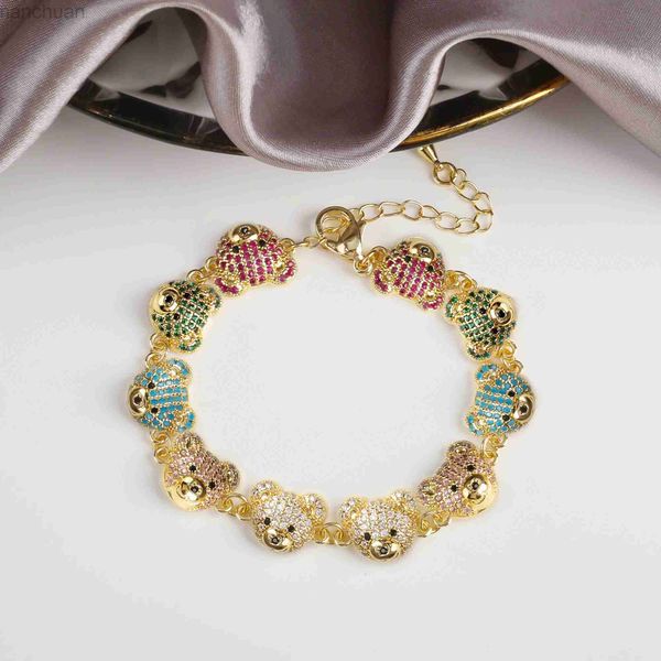 Bracelet 9 couleurs de luxe ours brillant zircone bracelet classique animal réglable bracelet pour les femmes fête de mariage vêtements quotidiens bijoux cadeau ldd240312