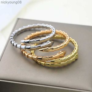 Bangle 925 verzilverd goud gladde slang armband voor vrouwen luxe modemerk sieraden cadeau in Europa en AmerikaL231114