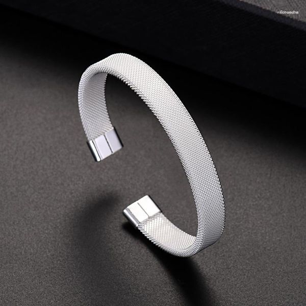 Bracelet 925 argent plaqué haute qualité mode couleur maille femmes solide dame bijoux breloque manchette hommes Bracelet