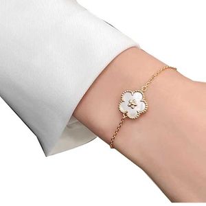 Bangle 925 Serling Silver High Quality Single Zircon Flowers and White Fritillary Luxury Brand Bijoux For Women Party Gift Q240522