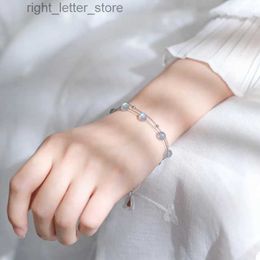 Bracelet à double couche Sterling Silver Silver Silver pour les femmes Amour romantique Crystal Bijoux Cadeaux pour les copines YQ240409