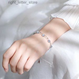 Bracelet à double couche Sterling Silver Silver Silver pour les femmes Amour romantique Crystal Bijoux Cadeaux pour les copines YQ240409