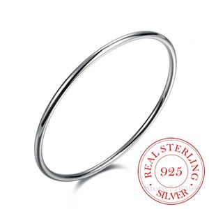 Bangle 925 Sterling Massief Zilveren Armband Mode Persoonlijkheid Eenvoudige Gladde Armbanden Voor Vrouwen Bruiloft Verloving Sieraden 231020