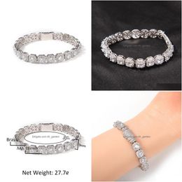 Bangle 9mm vierkante rotsen Sugar Zirkon Dianond Tennis Bracelt Chain Cubic Zirconia 14K Gold Chains Mens sieraden Hip Hop Bracelet Dhgarden Dhxkx