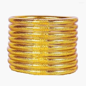 Bangle 9 stks/set Glitter Jelly Bangles Armbanden Set Voor Vrouwen Gevulde Siliconen Meisjes