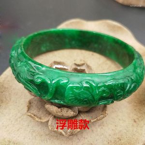 Bracelet Une Classe Naturel Véritable HeTian Jade Bracelet Sculpté À La Main Creux-out Chinois Traditionnel Oeuvre Relief Bracelets Pour Adultes Enfants