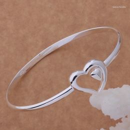 Bangle AB046 Lucky Silver Color Charmebanden voor vrouwen Fashion Jewelry prachtige Single Heart Bracelet /Acjaitqa Aivajaca