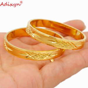 Bangle Adixyn 2pcs/Lot Baby Bangles Gold Color Bangles Boy Girls Child Bracelet Dubai African Birthday Gifts N070119 230814