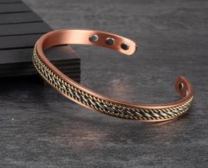 Bracelet en cuivre réglable bracele pour hommes femmes ed pure arthrite magnétique 83 mm énergie manche ouverte.