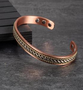 Bangle Verstelbare Koperen Armband Voor Mannen Vrouwen Ed Pure Magnetische Artritis 83 Mm Open Manchet Energie Bangles5134575