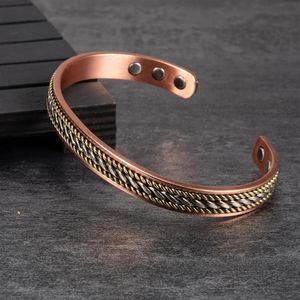 Bracelet réglable en cuivre pour hommes et femmes, arthrite magnétique pure, manchette ouverte de 8 à 3mm, bracelets énergétiques 230M