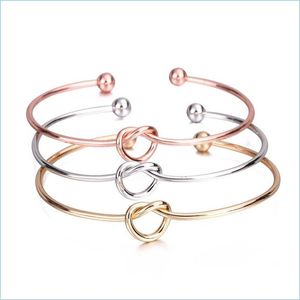 Bracelet réglable Love Knot Bangle Bracelet pour femmes filles manchette ouverte bracelets amis cadeau en gros 52 J2 Drop Delivery 2021 Jewelr Dhh2X