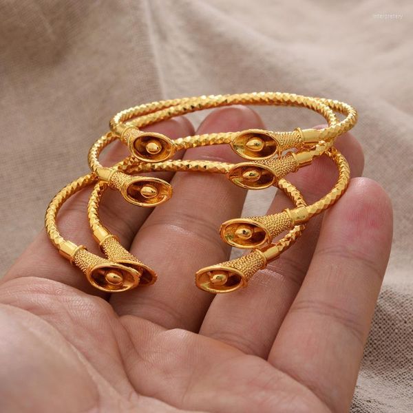 Brazalete Afraic Dubai Color dorado cuentas de diamantes de imitación brazaletes para Bab niños niñas boda joyería brazaletes pulsera regalos brazalete Inte22