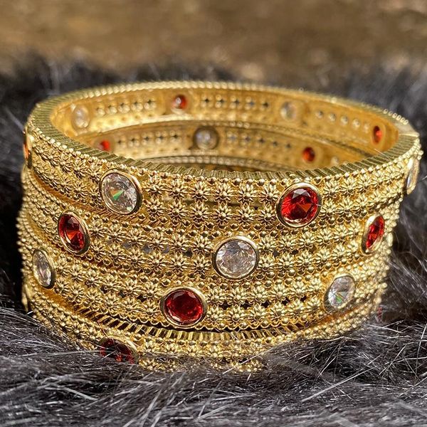 África de brazalete 4pcs/lote de brazaletes de dubai de lujo para mujeres niñas con joyas de imitación de rehineston