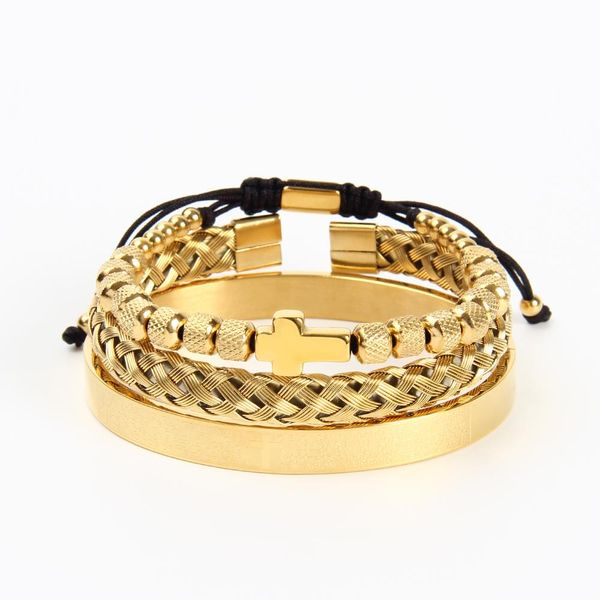 Bracelet Ailatu 5 ensembles de luxe couleur or en acier inoxydable croix jésus bracelet hommes bracelets romains bijoux d'amitié service gratuit