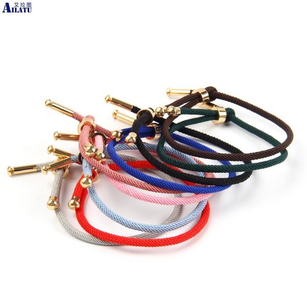 Brazalete Ailatu, venta al por mayor, cordón de algodón Multicolor, correa de cadena, pulsera de la suerte para hacer hallazgos de joyería