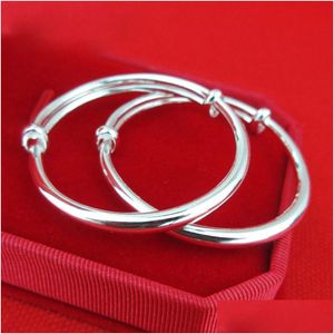 Bangle Allergique Beaux Bracelets de bébé Bracelets Taille réglable S999 Sier Lisse Poli Nice Cadeau d'anniversaire Drop Livraison Bijoux Brac Dhkjq