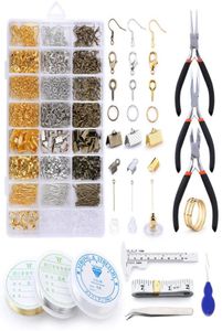 Bracelet en alliage accessoires résultats de bijoux ensemble outils de fabrication fil de cuivre anneaux de saut ouverts boucle d'oreille crochet fournitures Kit 2210133399219