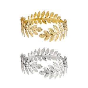 Bangle legering blad armband werveling bovenarm manchet armband armband Egyptisch kostuumaccessoire voor vrouwen goud zilveren kleur