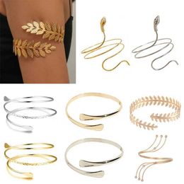 Brazalete de contenido de brazalete brazo espiral del brazalete brazalete egipcio accesorios para mujer oro plata Q240522