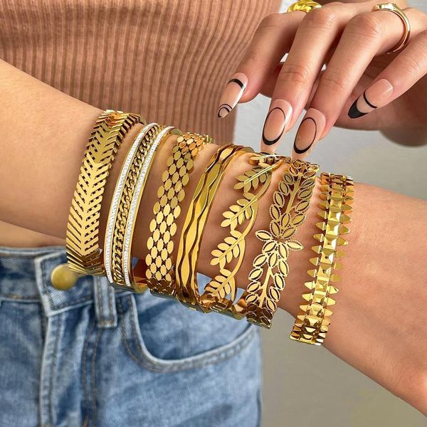 Bangle Allyes Fashion Geometry Geometry Geometry of Wheat Wheat Wheat Weat Increed Bangles Pulseras para mujeres joyas impermeables