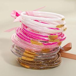 Bangle ALLYES Glanzende Kristallen Kralen Gevulde Armbanden Voor Vrouwen Boeddhistische Rush Tempel Strik Lint Siliconen Kleurrijke Sieraden Gift