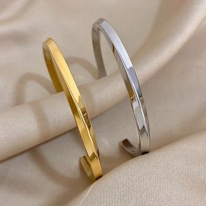 Bangle Allyes Simple 316L Pulsera de acero inoxidable para mujeres Men modernos Color de oro Posguete de brazaletes Pulseras de joyas