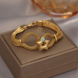 Bangle ANENJERY 316L roestvrij staal ster dikke ketting armband voor vrouwen persoonlijkheid Luxry dubbellaags hand sieraden accessoire 230926