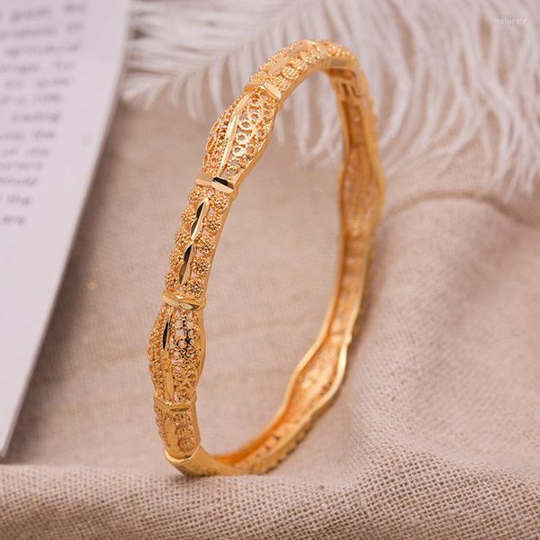 Brazalete de ángulo africano, pulsera etíope para mujer, joyería, pulseras de flores de Color dorado, regalos de lujo para fiesta de niña