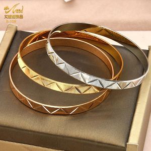 Brazalete ANIID 4 unids/set pulseras de Dubai para mujer brazaletes de rayas de lujo joyería chapada en oro indio pulseras de cobre de diseñador al por mayor