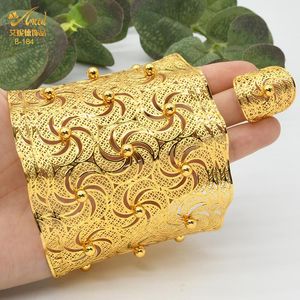 Bangle ANIID Dubai Bangle met ring voor vrouwen Verstelbare armbanden Nigeriaanse bruiloft sieraden geschenken nieuwe Indiase vergulde manchet armbanden