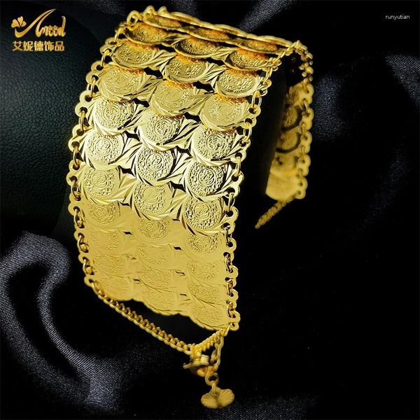 Brazalete ANIID Dubai lujo único 24k chapado en oro pulseras anchas para dama fiesta árabe brazaletes ajustables joyería regalos de aniversario