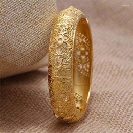 Bangle Annayoyo 24K Gold Color Bangles Women/Girl Love France Trendy Fashion Jewelry for Africa India Kids Gift