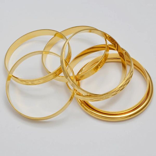 Brazalete Anniyo (una pieza) Venta al por mayor de brazaletes de Dubai, joyería chapada en oro, pulseras etíopes para mujeres, regalos de boda árabes africanos #183816