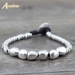 Bangle Anslow 2017 Classic Unisex Strand Bracelets Bijoux lederen touw armband paar vriendschap armbanden verjaardagsdag cadeau low0496lb
