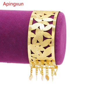 Bracelet Apingxun feuille forme or couleur Dubai bracelet femmes filles éthiopienne indien africain manchette bracelet mariage luxe bijoux fête cadeau