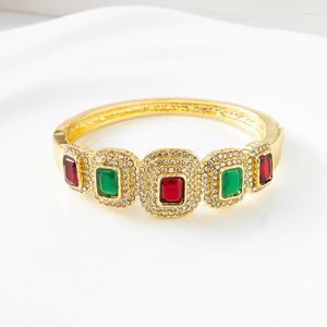 Brazalete de estilo árabe, joyería de decoración, diamantes de imitación de colores, apertura con hebilla abierta, pulseras de aleación, venta al por mayor árabe