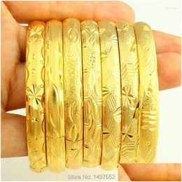 Bracelet Arrivée Large 8mm Dubai Gold Bangles Pour Femmes Men18K Couleur Bracelets Africains / Européens / Ethiopie Bijoux Trum22 Drop Livraison Dhxpf
