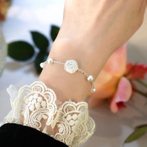 Bangle Ashiqi Natural Freshwater Pearl Shell Flower Bracelet 925 Sterling Silver Jewelry for Women New Trend