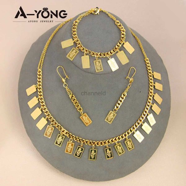 Bangle AYONG Collier de mariage arabe Set 21k plaqué or turc Moyen-Orient Dubaï éthiopien africain style vintage ensembles de bijoux 240319