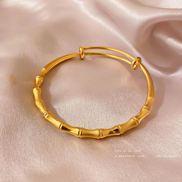 Bracelet bambou Joint or Bracelet pour femmes fille push-pull réglable bouche métal femme mode bijoux 2022