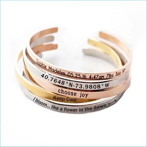 Bangle Bangle 6mm op maat gemaakte doe -het -zelfbangen roestvrijstalen armbanden voor vrouw jubileum geschenk gepersonaliseerde polsbandje sieraden drop del dh37c