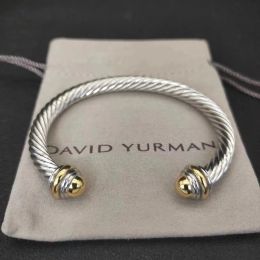 Bangle Bangle David Eurman Gelang Pemisah Warna Kepala Bulat 7mm Dalam Perak Murni Dengan Lapisan Emas Mawar 18K 230907