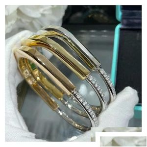 Bangle Bangle Designer Lock Armbanden Set Diamanten Sier Gouden Armband voor Vrouwen Luxe Sieraden Met Veet Tas Drop Levering Sieraden BH Dhl95