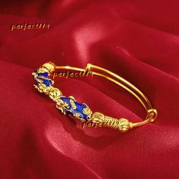 Bracelet Bracelet Dripping Blue Brave Troops Ajuster Femmes Bracelet Mode Or Jaune Rempli Classique Femme Bijoux Cadeau Bangle 2024 Luxury Bracelet Jewelry Gift