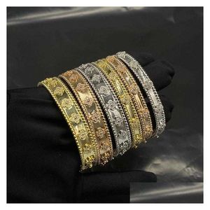 Brazalete Brazalete Diseñador de oro Pulsera Mujeres Dulces Tréboles Pulseras Joyería de lujo 18K Chapado FL Cristal Diamante Trébol Fiesta de boda Drop de Dhfvm 240308