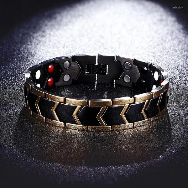 Bracelet Bracelet magnétique en acier inoxydable pour hommes, bijoux dorés et noirs, cadeau tendance d'anniversaire pour 4 hommes, pour petit ami et frère