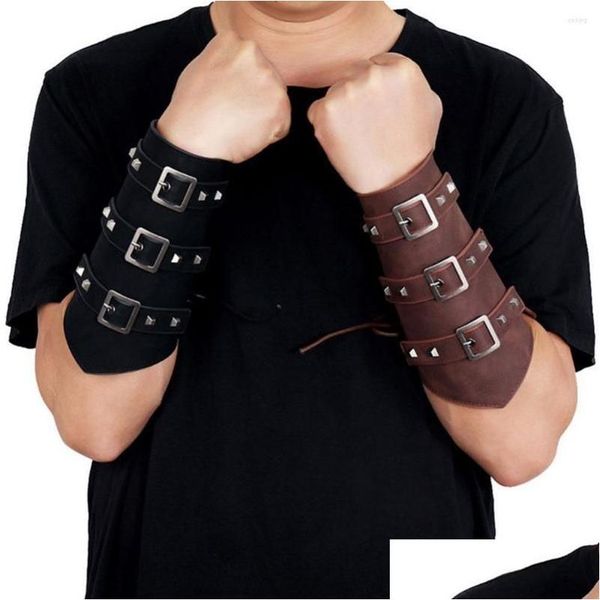 Brazalete Brazalete Punk Hip Hop 1pc Cosplay Armadura De Cuero Brazaletes Brazalete Caballero Pirata Guantelete Pulsera Brazalete Accesorios Pulsera Para Hombre Dro DH26H