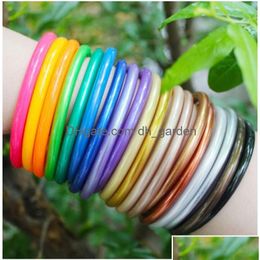 Brazalete Brazalete Colores brillantes Budista Rush Lentejuelas Pulsera Fina Bharm Girls Sile Plástico Glitter Jelly Lucky Charm Buddha Light Gift Pu Dhtd7